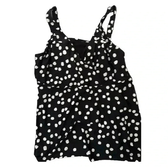 Women’s Kona Sol Black Tankini Top With White Polka Dots Size 22W - Picture 1 of 5